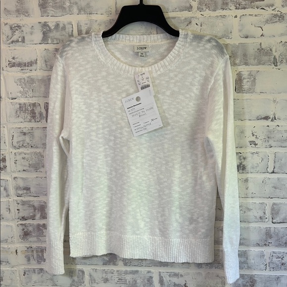 J.Crew Women’s XS Crewneck Beach Sweater White Long Sleeve Lightweight NWT READ - Picture 2 of 10